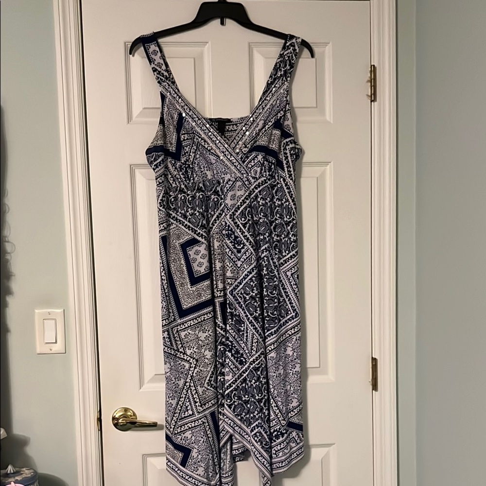 Patterned Blue and White Women's Dress